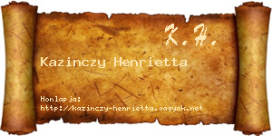 Kazinczy Henrietta névjegykártya